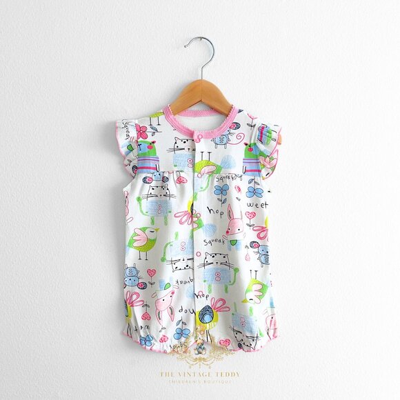 NWT Cute Girls Romper One-piece Short Sleeve Shorts Little Bird & Friends 3-6M - Picture 1 of 3